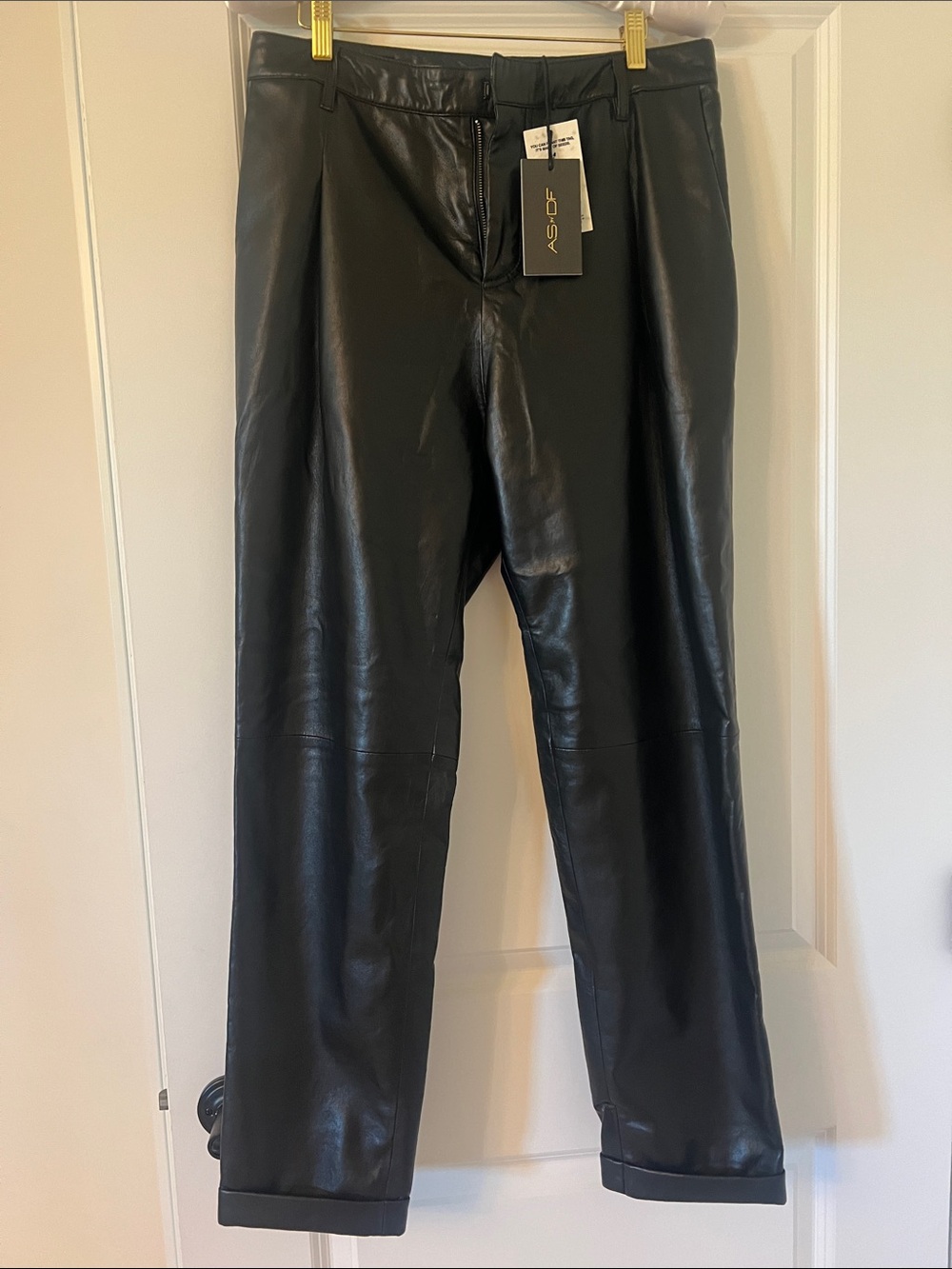 AS by DF Black Leather Straight Leg Pants